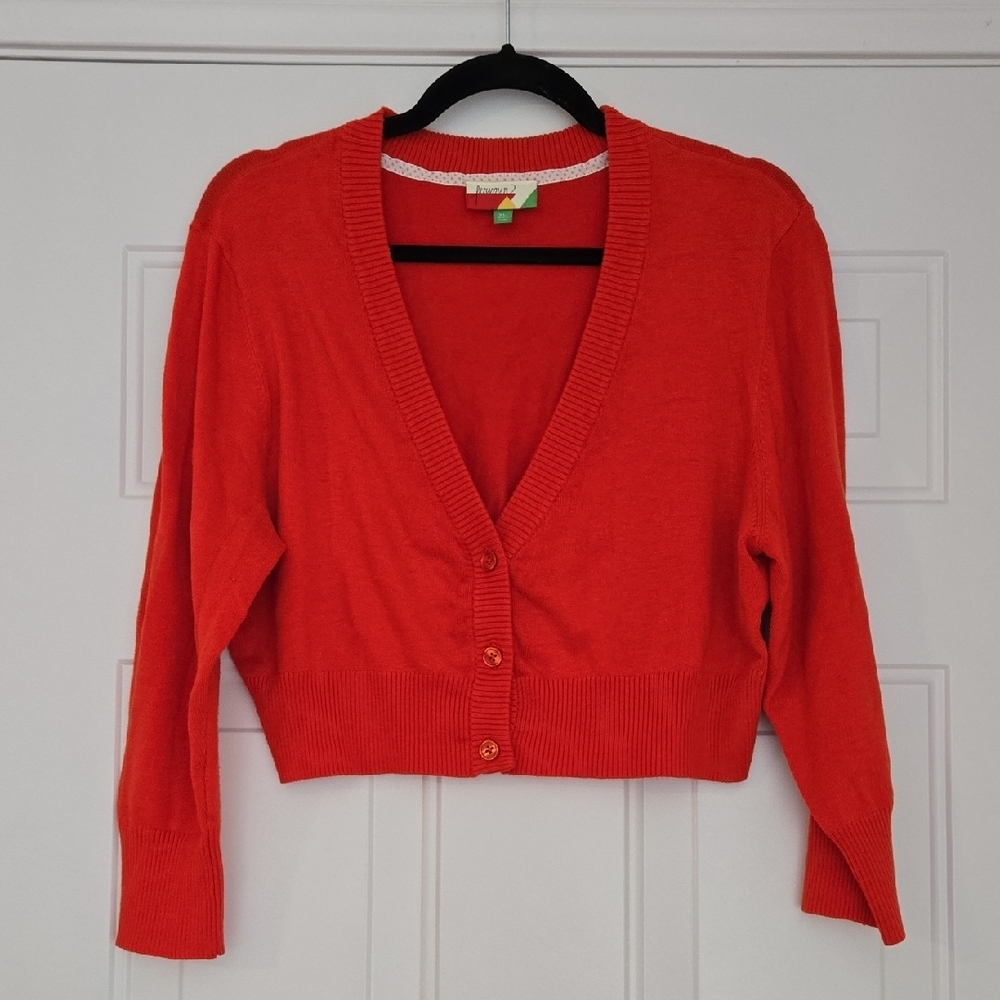 Fervour Women's Red Cardigan Crop Sweater Size XL